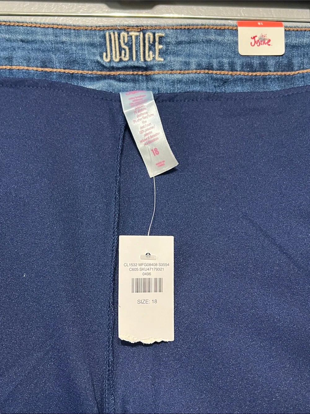 Justice Denim Skort Light Wash Distressed Mini Skirt with Shorts – Size 18